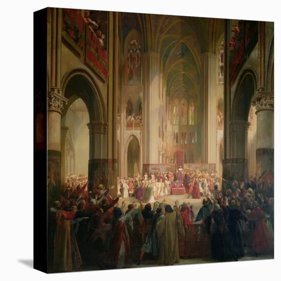 Estates General of Paris Meeting in Notre-Dame after the Death of Charles IV (1295-1328)-Jean Alaux-Stretched Canvas