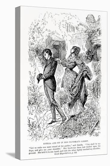 Estella and Pip in Miss Havisham's Garden, Illustration from Great Expectations-Harry Furniss-Stretched Canvas