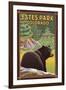 Estes Park, Colorado - Black Bear in Forest-Lantern Press-Framed Art Print