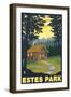 Estes Park, Colorado - Cabin Scene, c.2009-Lantern Press-Framed Art Print