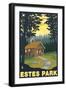 Estes Park, Colorado - Cabin Scene, c.2009-Lantern Press-Framed Art Print