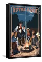 Estes Park, Colorado - Cowboy Campfire Story Telling-Lantern Press-Framed Stretched Canvas
