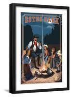 Estes Park, Colorado - Cowboy Campfire Story Telling-Lantern Press-Framed Art Print