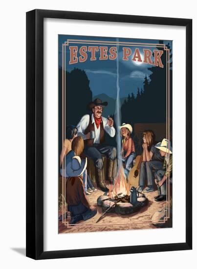 Estes Park, Colorado - Cowboy Campfire Story Telling-Lantern Press-Framed Art Print