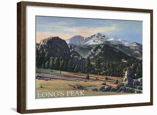 Estes Park, Colorado - Longs Peak View-Lantern Press-Framed Art Print
