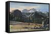 Estes Park, Colorado - Longs Peak View-Lantern Press-Framed Stretched Canvas