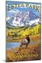 Estes Park, Colorado - Mountains and Elk-Lantern Press-Mounted Art Print