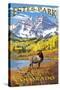 Estes Park, Colorado - Mountains and Elk-Lantern Press-Stretched Canvas