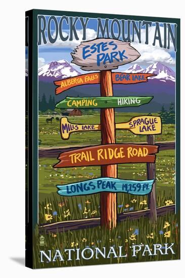 Estes Park, Colorado - Sign Destinations No.2-Lantern Press-Stretched Canvas