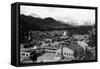 Estes Park, Colorado - Snowy Mountains from Town-Lantern Press-Framed Stretched Canvas