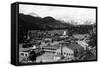 Estes Park, Colorado - Snowy Mountains from Town-Lantern Press-Framed Stretched Canvas