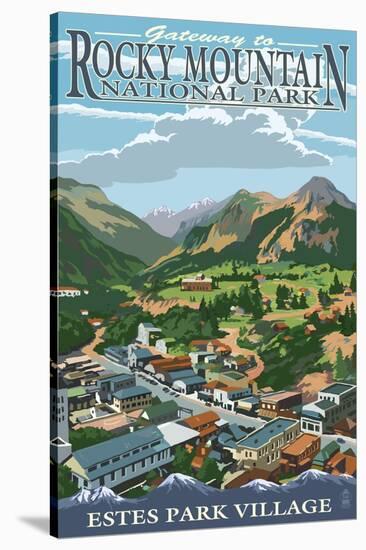 Estes Park Village, Colorado - Town View-Lantern Press-Stretched Canvas