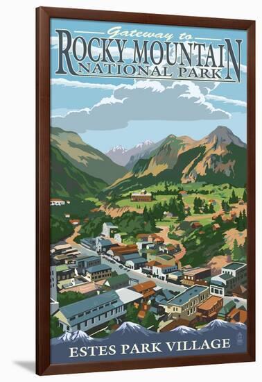 Estes Park Village, Colorado - Town View-Lantern Press-Framed Art Print