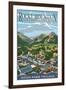 Estes Park Village, Colorado - Town View-Lantern Press-Framed Art Print