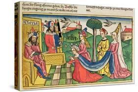 Esther 2 15-18, Esther is chosen to be Queen by the Persian King Ahasuerus, from Nuremberg Bible-null-Stretched Canvas