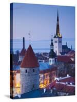 Estonia, Tallinn, Troompea Area, Old Town View from Troopea, Dusk-Walter Bibikow-Stretched Canvas