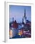 Estonia, Tallinn, Troompea Area, Old Town View from Troopea, Dusk-Walter Bibikow-Framed Photographic Print