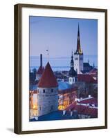 Estonia, Tallinn, Troompea Area, Old Town View from Troopea, Dusk-Walter Bibikow-Framed Photographic Print