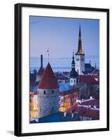 Estonia, Tallinn, Troompea Area, Old Town View from Troopea, Dusk-Walter Bibikow-Framed Photographic Print