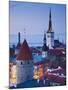 Estonia, Tallinn, Troompea Area, Old Town View from Troopea, Dusk-Walter Bibikow-Mounted Photographic Print