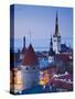 Estonia, Tallinn, Troompea Area, Old Town View from Troopea, Dusk-Walter Bibikow-Stretched Canvas