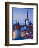 Estonia, Tallinn, Troompea Area, Old Town View from Troopea, Dusk-Walter Bibikow-Framed Photographic Print