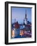 Estonia, Tallinn, Troompea Area, Old Town View from Troopea, Dusk-Walter Bibikow-Framed Photographic Print