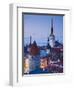 Estonia, Tallinn, Troompea Area, Old Town View from Troopea, Dusk-Walter Bibikow-Framed Photographic Print