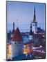 Estonia, Tallinn, Troompea Area, Old Town View from Troopea, Dusk-Walter Bibikow-Mounted Photographic Print