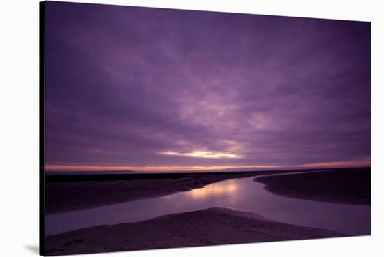 Estuarine River Inlet Running across Mudflats at Dawn, Morecambe Bay, Cumbria, UK, February-Peter Cairns-Stretched Canvas