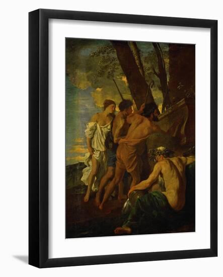 Et in Arcadia Ego, Arcadian Shepherds Try to Decipher the Inscription on an Ancient Sarcophagus-Nicolas Poussin-Framed Giclee Print