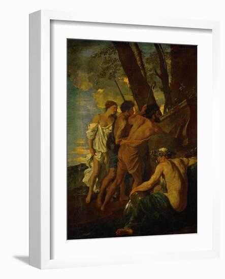 Et in Arcadia Ego, Arcadian Shepherds Try to Decipher the Inscription on an Ancient Sarcophagus-Nicolas Poussin-Framed Giclee Print