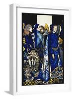 Etain, Helen, Maeve and Fand, Golden Deirdre's Tender Hand'. 'Queens', Nine Glass Panels Acided,…-Harry Clarke-Framed Giclee Print