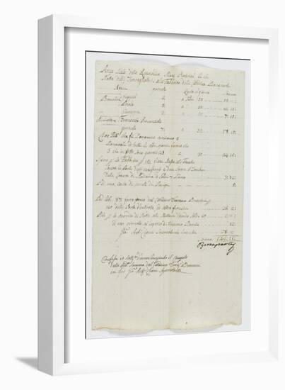 Etat des sommes dues aux ouvriers pour les travaux de la Citoyenne Bonaparte-null-Framed Giclee Print