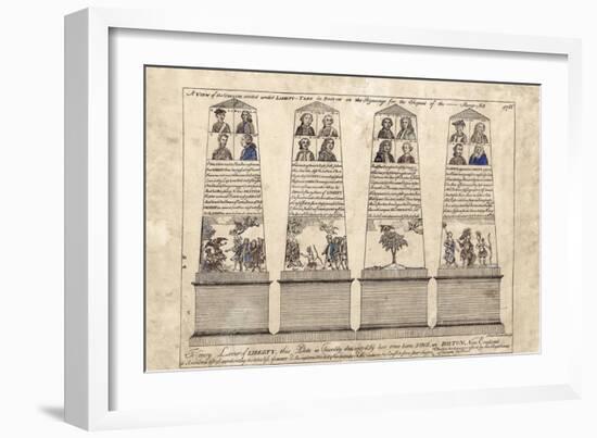 Etching of Obelisk Erected on Boston Common-Paul Revere-Framed Giclee Print