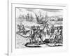 Etching of Spanish Explorers and Indigenous People-Bertrand-Framed Giclee Print