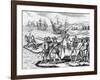 Etching of Spanish Explorers and Indigenous People-Bertrand-Framed Giclee Print