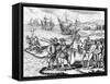 Etching of Spanish Explorers and Indigenous People-Bertrand-Framed Stretched Canvas