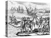 Etching of Spanish Explorers and Indigenous People-Bertrand-Stretched Canvas