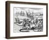 Etching of Spanish Explorers and Indigenous People-Bertrand-Framed Giclee Print