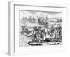 Etching of Spanish Explorers and Indigenous People-Bertrand-Framed Giclee Print