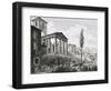 Etching of Temple of Hercules with Tourists and Gardens-Luigi Rossini-Framed Premium Giclee Print