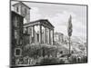 Etching of Temple of Hercules with Tourists and Gardens-Luigi Rossini-Mounted Premium Giclee Print