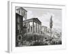 Etching of Temple of Hercules with Tourists and Gardens-Luigi Rossini-Framed Giclee Print