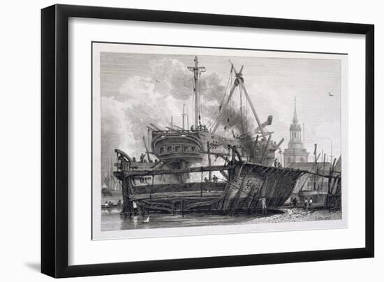 Etching of the Rotherhithe in Floating Dock, 1815-null-Framed Giclee Print