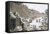 Etching of Tourists on Excavated Roman Road-Luigi Rossini-Framed Stretched Canvas