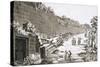 Etching of Tourists on Excavated Roman Road-Luigi Rossini-Stretched Canvas