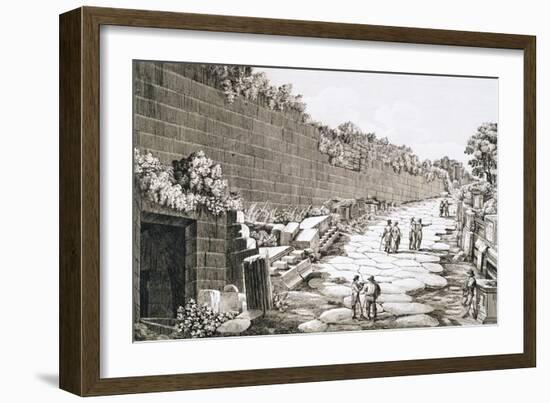 Etching of Tourists on Excavated Roman Road-Luigi Rossini-Framed Giclee Print