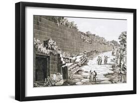 Etching of Tourists on Excavated Roman Road-Luigi Rossini-Framed Giclee Print