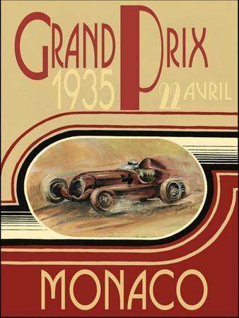 Monaco Grand Prix c.1935-24"x36" Art Canvas Vintage Advertising